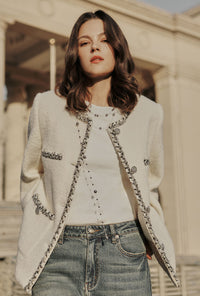 Petite Studio's Charmaine Oversized Wool Tweed Coat in Ivory