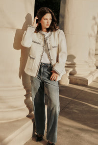 Petite Studio's Charmaine Oversized Wool Tweed Coat in Ivory