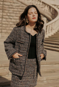 Petite Studio's Charmaine Oversized Wool Tweed Coat in Charcoal