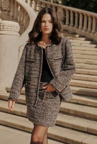 Petite Studio's Charmaine Oversized Wool Tweed Coat in Charcoal