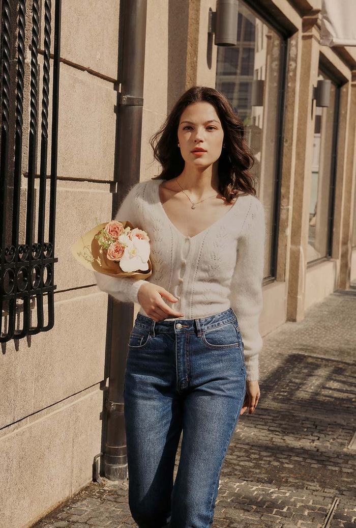 Petite Studio's Carissa Mohair Cardigan in Ivory