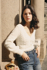 Petite Studio's Carissa Mohair Cardigan in Ivory