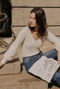 Petite Studio's Carissa Mohair Cardigan in Ivory