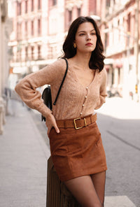 Petite Studio's Carissa Mohair Cardigan in Camel