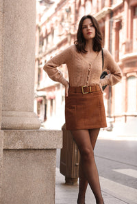 Petite Studio's Carissa Mohair Cardigan in Camel