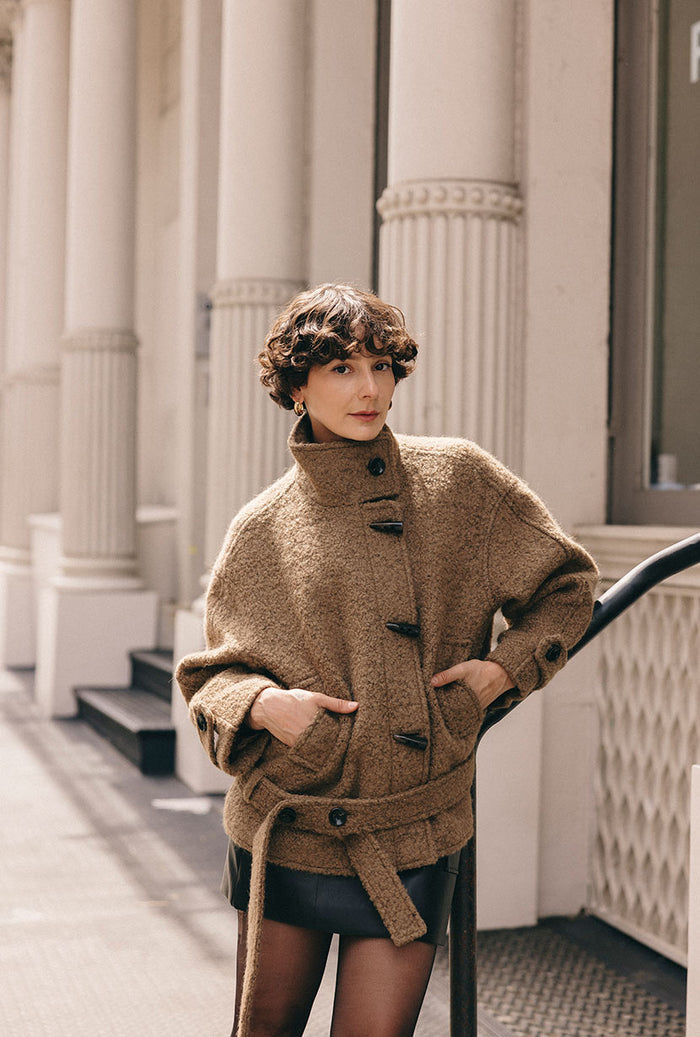 Petite Studio's Cole Wool Short Coat in Brown