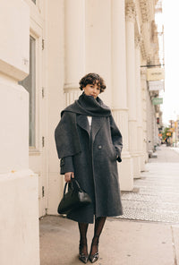 Petite Studio's Carina Wool Scarf Coat in Charcoal