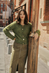 Petite Studio's Brayden Alpaca Cardigan in Olive Green