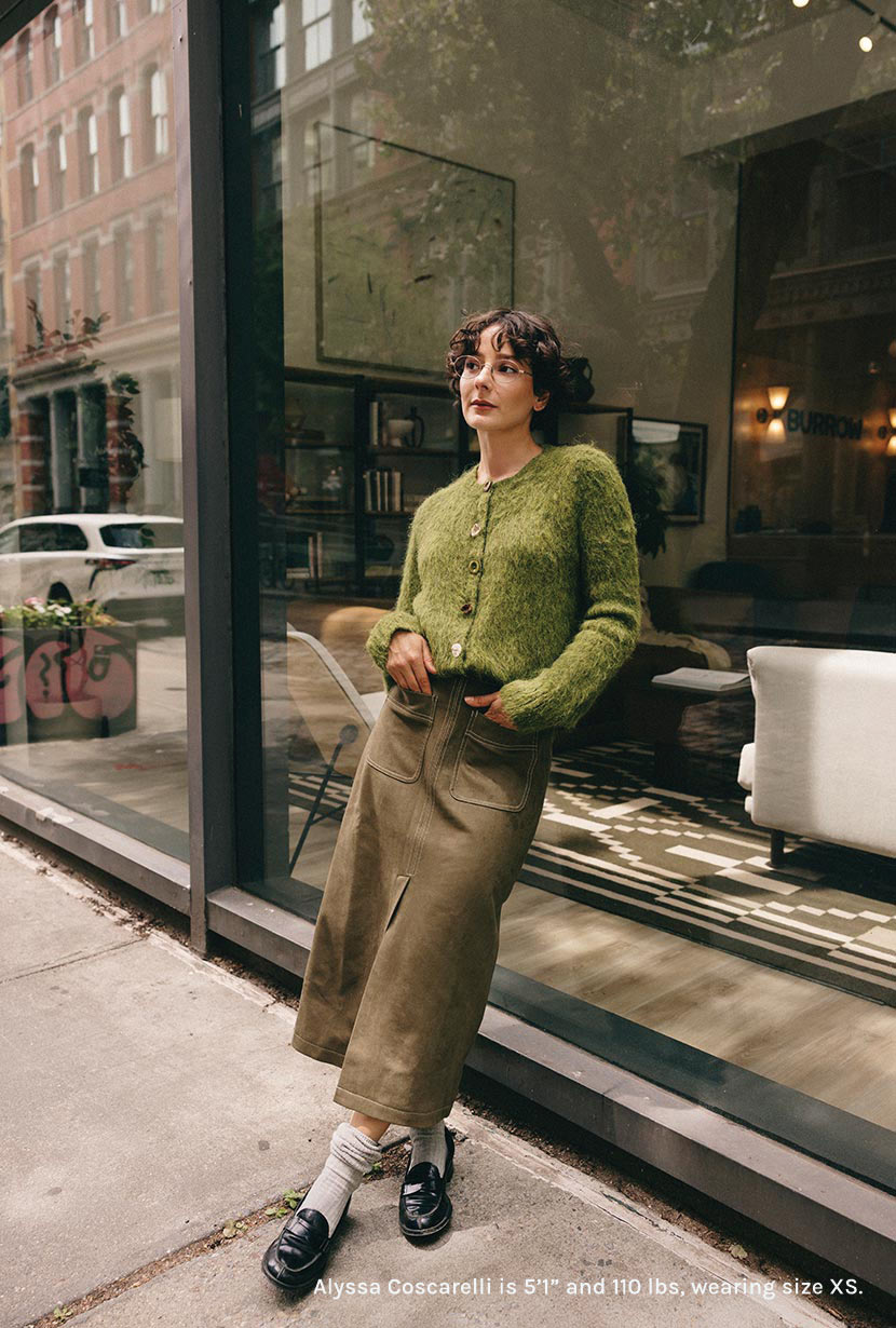 Petite Studio's Brayden Alpaca Cardigan in Olive Green