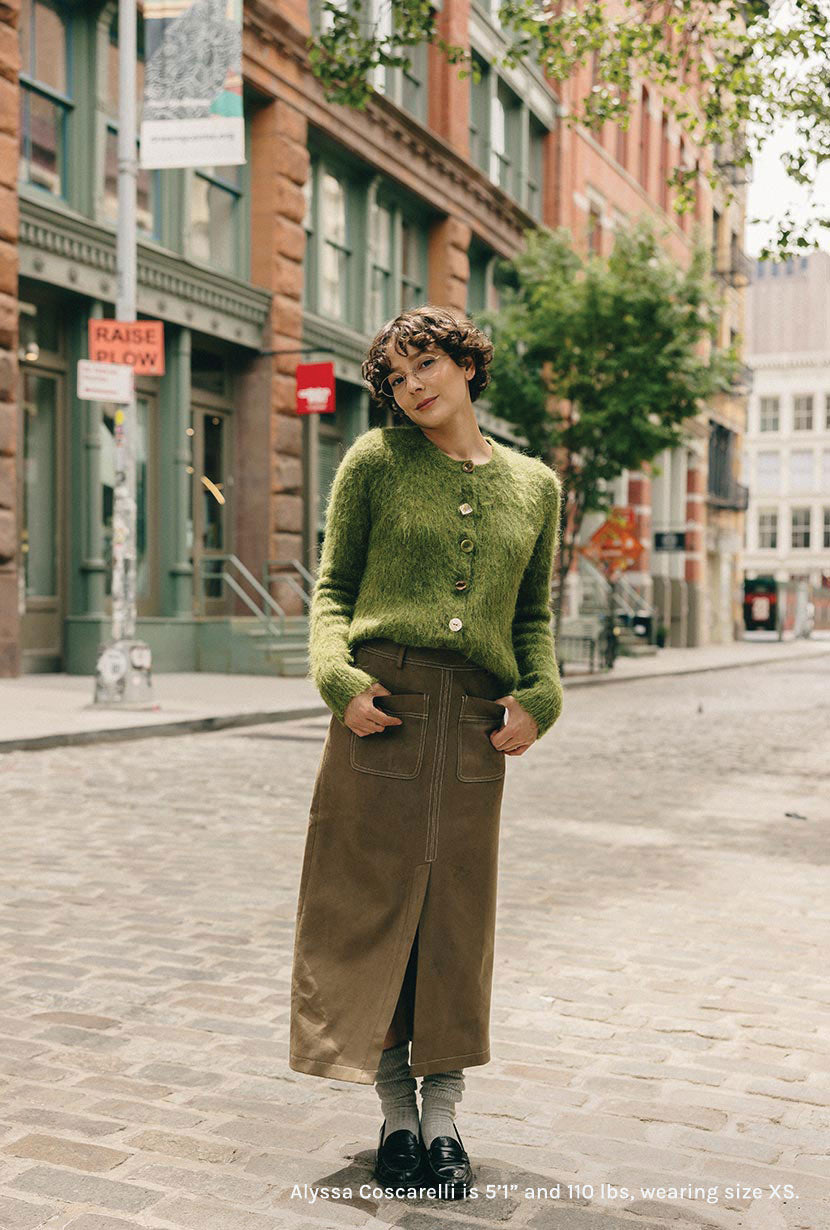 Petite Studio's Brayden Alpaca Cardigan in Olive Green