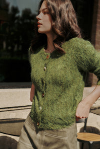 Petite Studio's Brayden Alpaca Cardigan in Olive Green