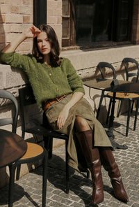 Petite Studio's Brayden Alpaca Cardigan in Olive Green