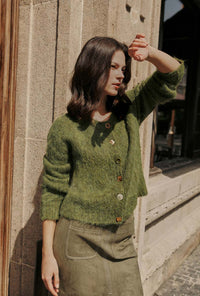 Petite Studio's Brayden Alpaca Cardigan in Olive Green