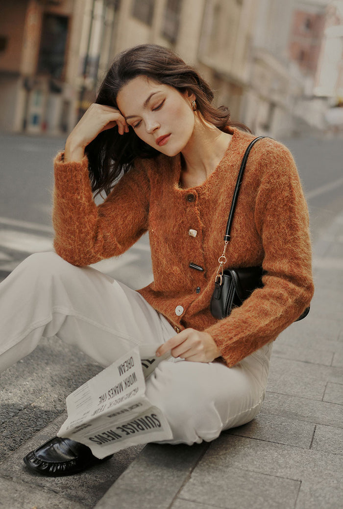 Petite Studio's Brayden Alpaca Cardigan in Ginger