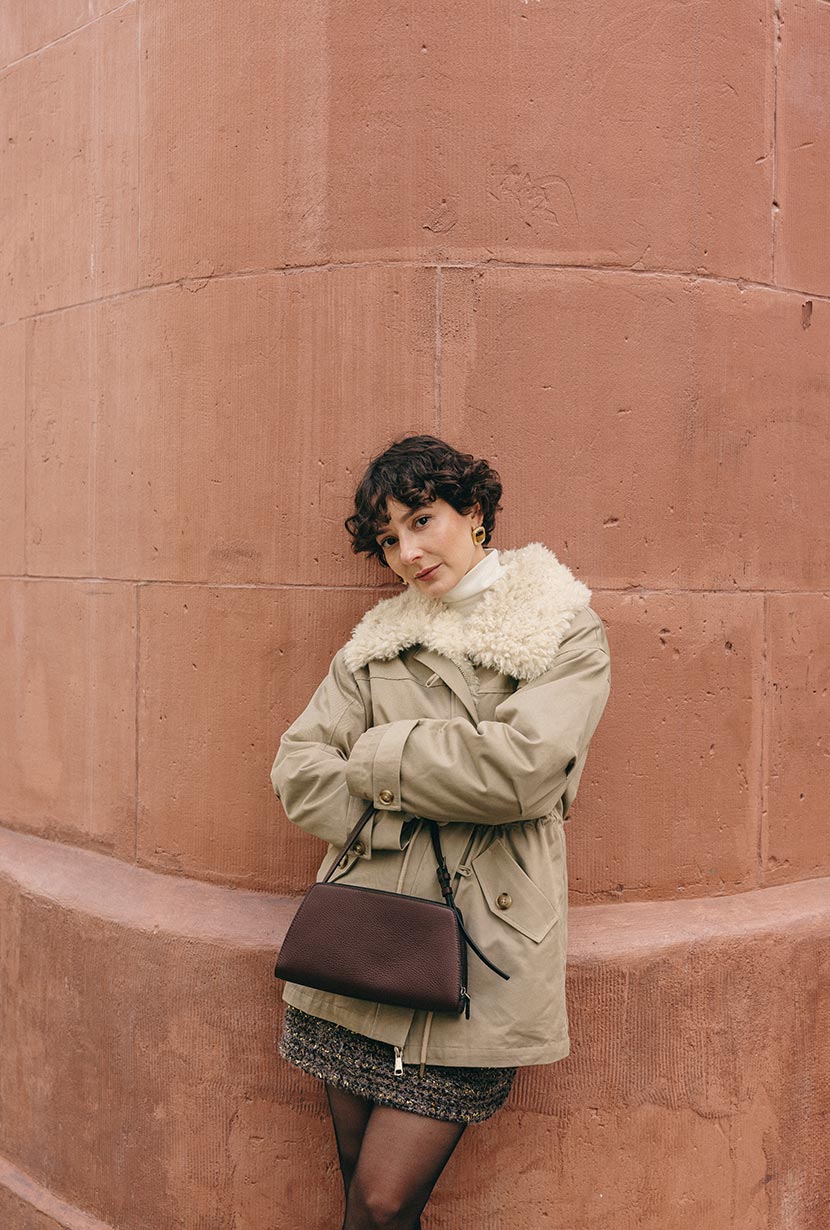 Petite Studio's Candice Faux Fur Parka Coat in Sand