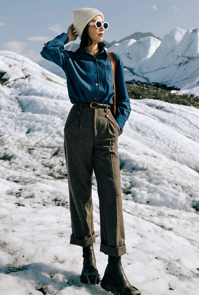 Petite Studio's Reign Wool Pants in Brownstone