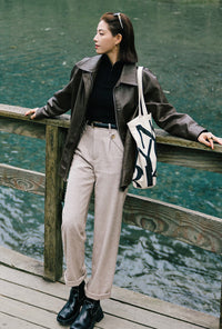 Petite Studio's Reign Wool Pants in Oatmeal