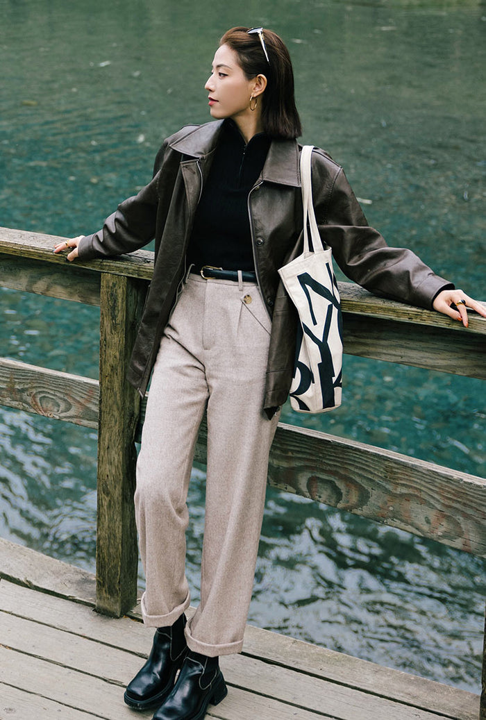 Petite Studio's Reign Wool Pants in Oatmeal