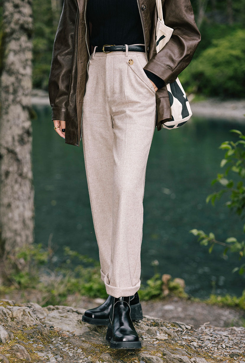 Petite Studio's Reign Wool Pants in Oatmeal
