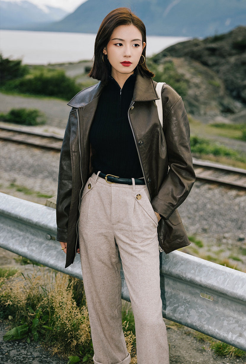 Petite Studio's Reign Wool Pants in Oatmeal