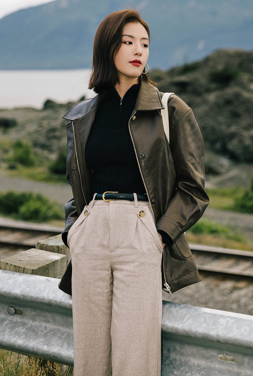 Petite Studio's Reign Wool Pants in Oatmeal