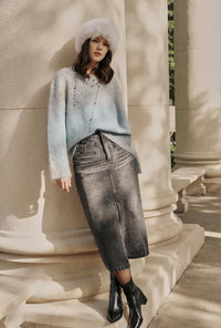 Petite Studio's Debbie Denim Pencil Skirt in Black