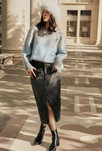 Petite Studio's Debbie Denim Pencil Skirt in Black