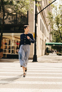 Petite Studio NYC's Nadine Satin Skirt in Grey