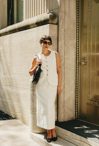 Petite Studio NYC's Teigan Linen Pencil Skirt in White