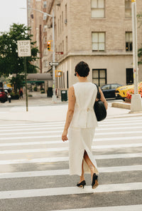 Petite Studio NYC's Teigan Linen Pencil Skirt in White