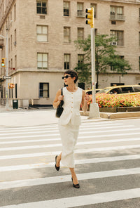 Petite Studio NYC's Teigan Linen Pencil Skirt in White