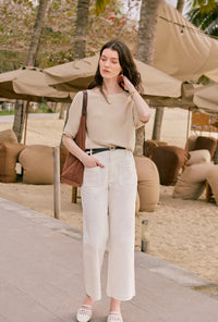 Petite Studio's Billy Denim Wide-Leg Pants in White