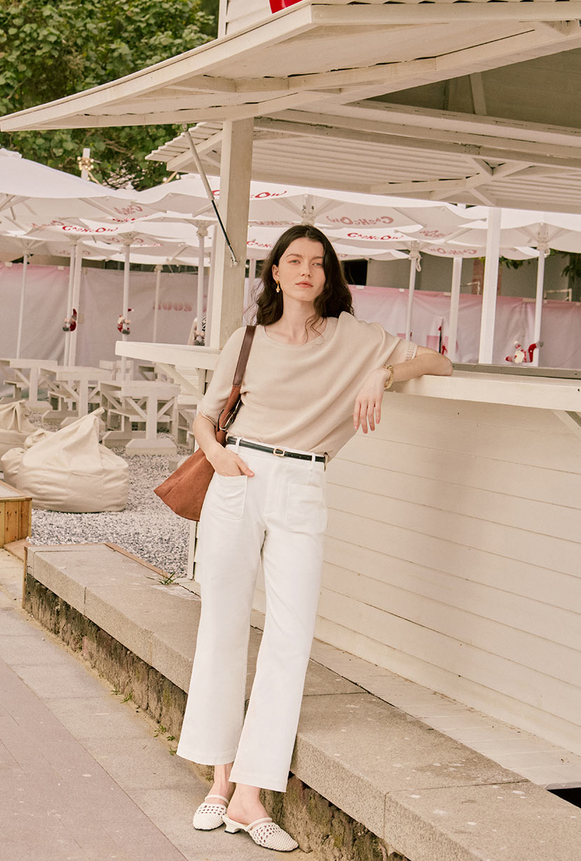 Petite Studio's Billy Denim Wide-Leg Pants in White