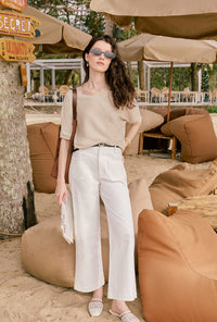 Petite Studio's Billy Denim Wide-Leg Pants in White