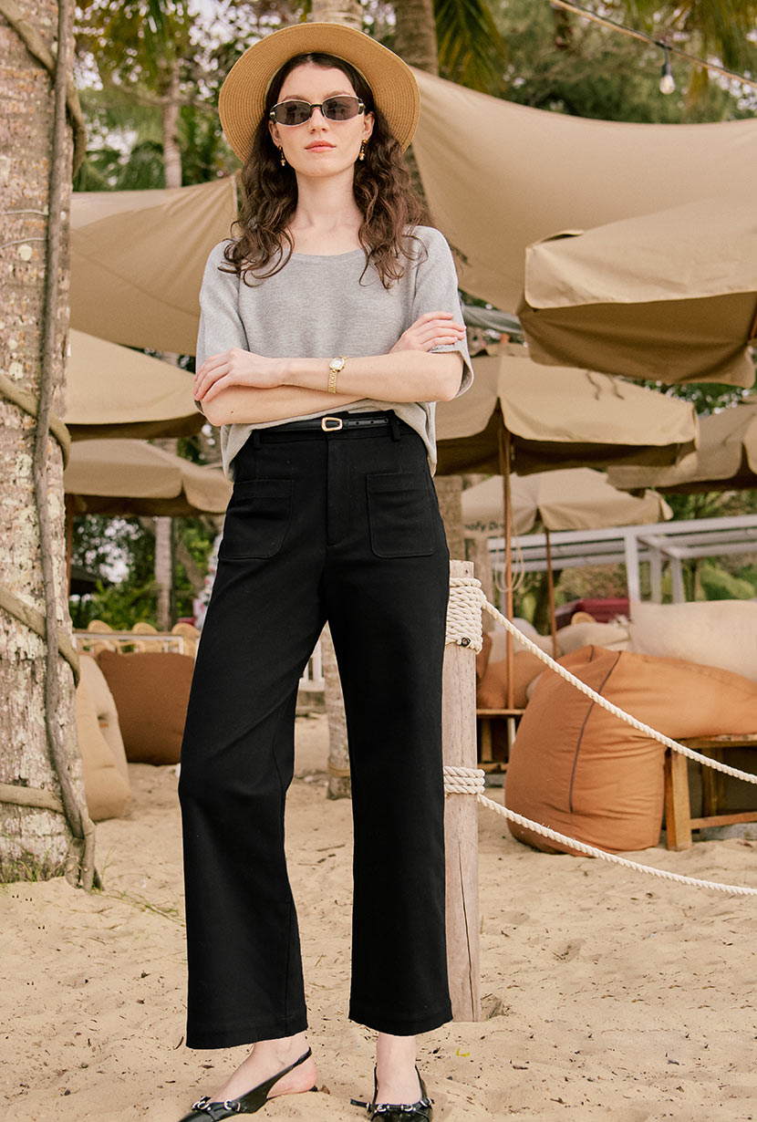 Petite Studio's Billy Denim Wide-Leg Pants in Black