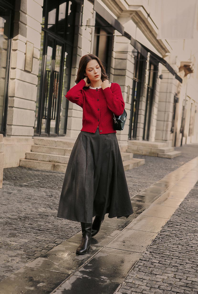 Petite Studio's Blake Wool Blend Skirt in Grey