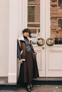 Petite Studio's Blake Wool Blend Skirt in Chocolate