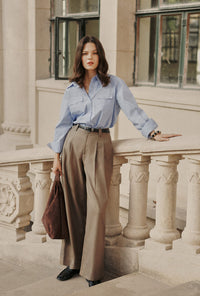 Petite Studio's Carlo Wool Blend Wide Pants in Camel