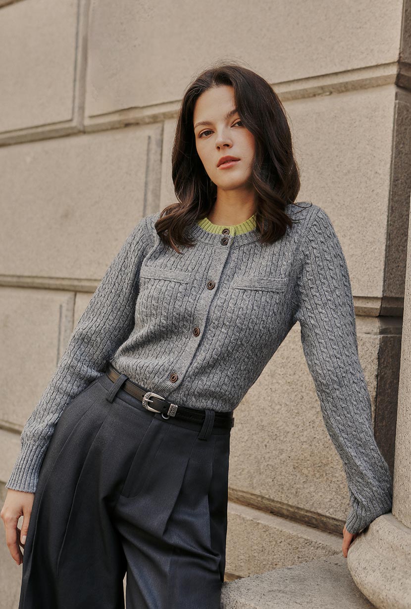 Petite Studio's Carlo Wool Blend Wide Pants in Grey