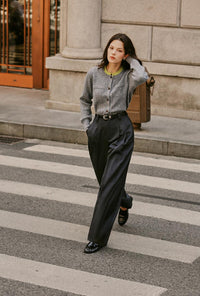 Petite Studio's Carlo Wool Blend Wide Pants in Grey