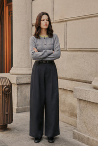 Petite Studio's Carlo Wool Blend Wide Pants in Grey