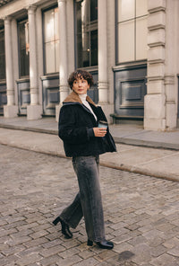 Petite Studio's Cayden Mid Rise Straight Leg Jeans in Charcoal