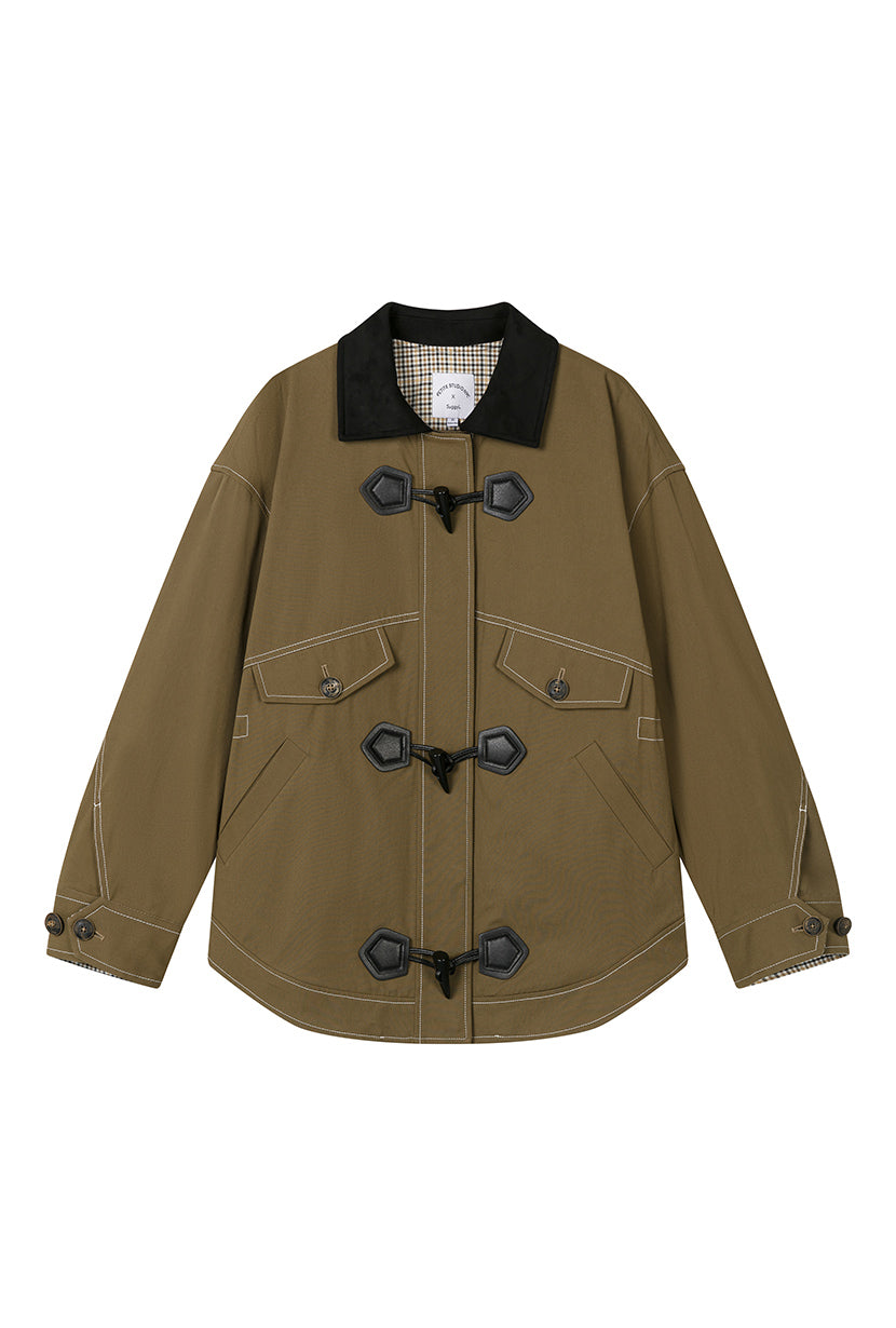 Petite Studio's Bryce Cotton Barn Jacket in Olive Brown