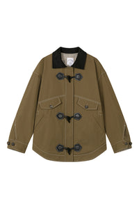 Petite Studio's Bryce Cotton Barn Jacket in Olive Brown
