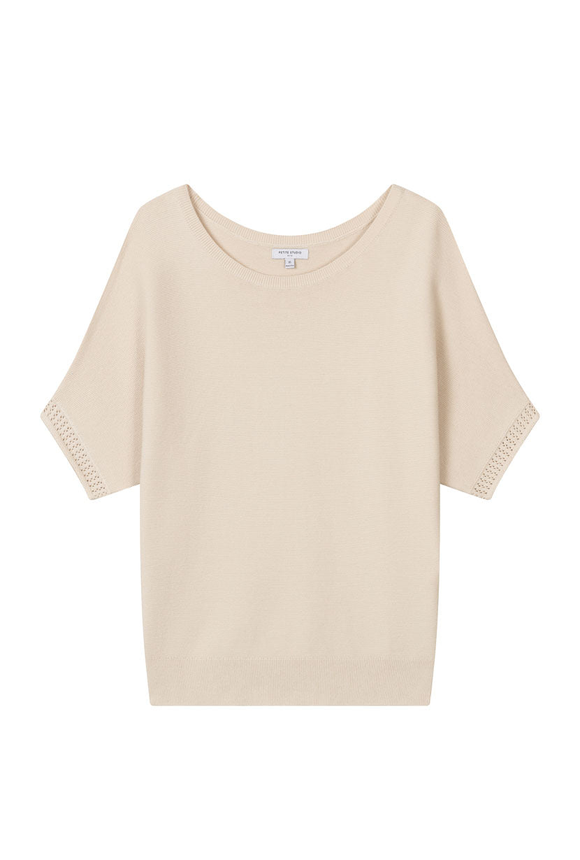 Petite Studio's Franco Cotton Knit Top in Beige