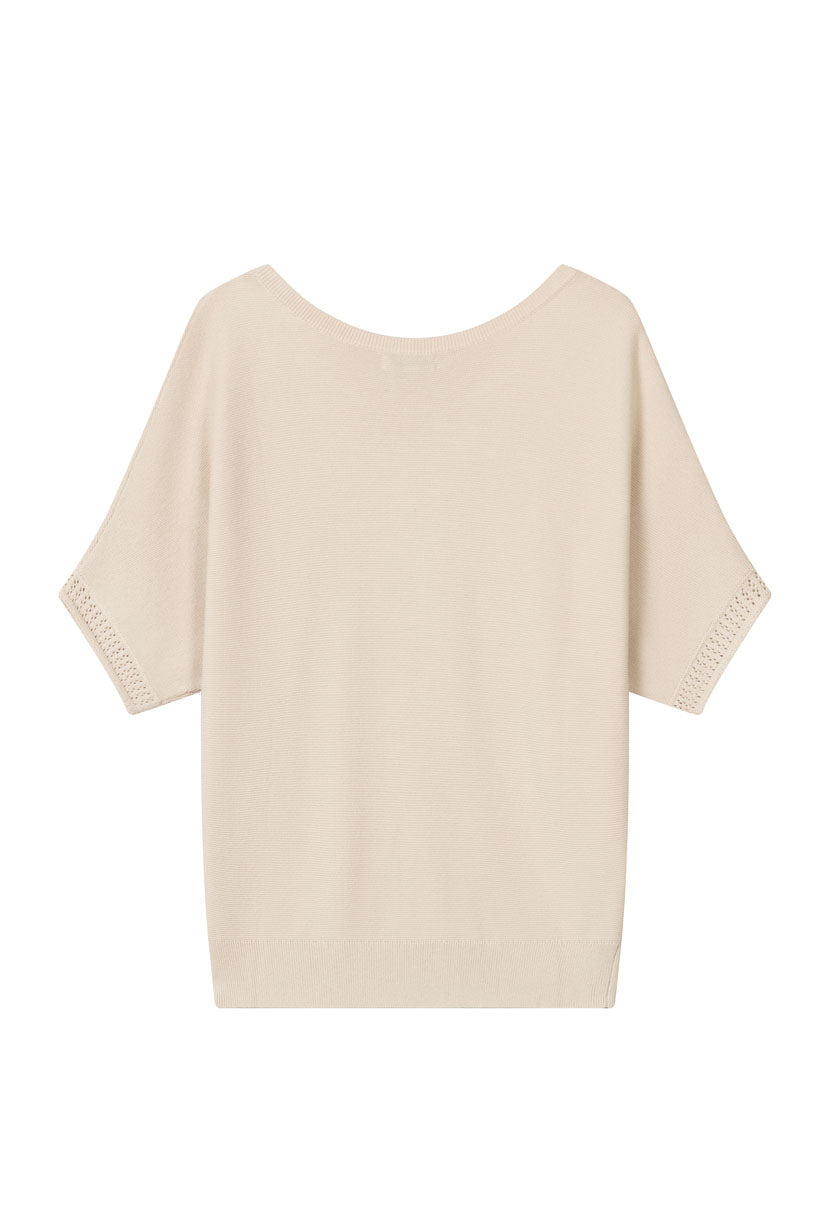 Petite Studio's Franco Cotton Knit Top in Beige