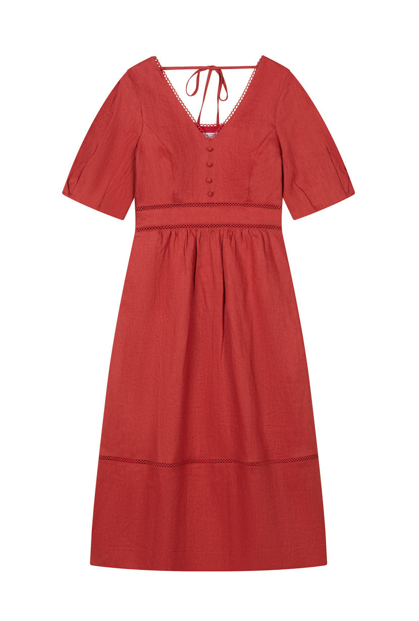 Petite Studio's Meryl Linen Dress in Red
