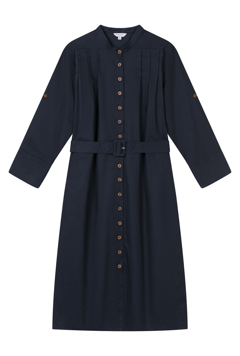 Petite Studio's Miles Cotton Midi Dress in Navy
