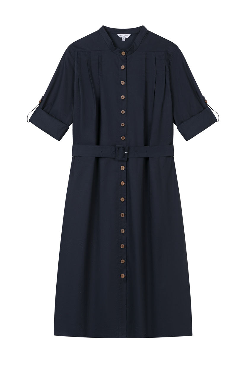 Petite Studio's Miles Cotton Midi Dress in Navy