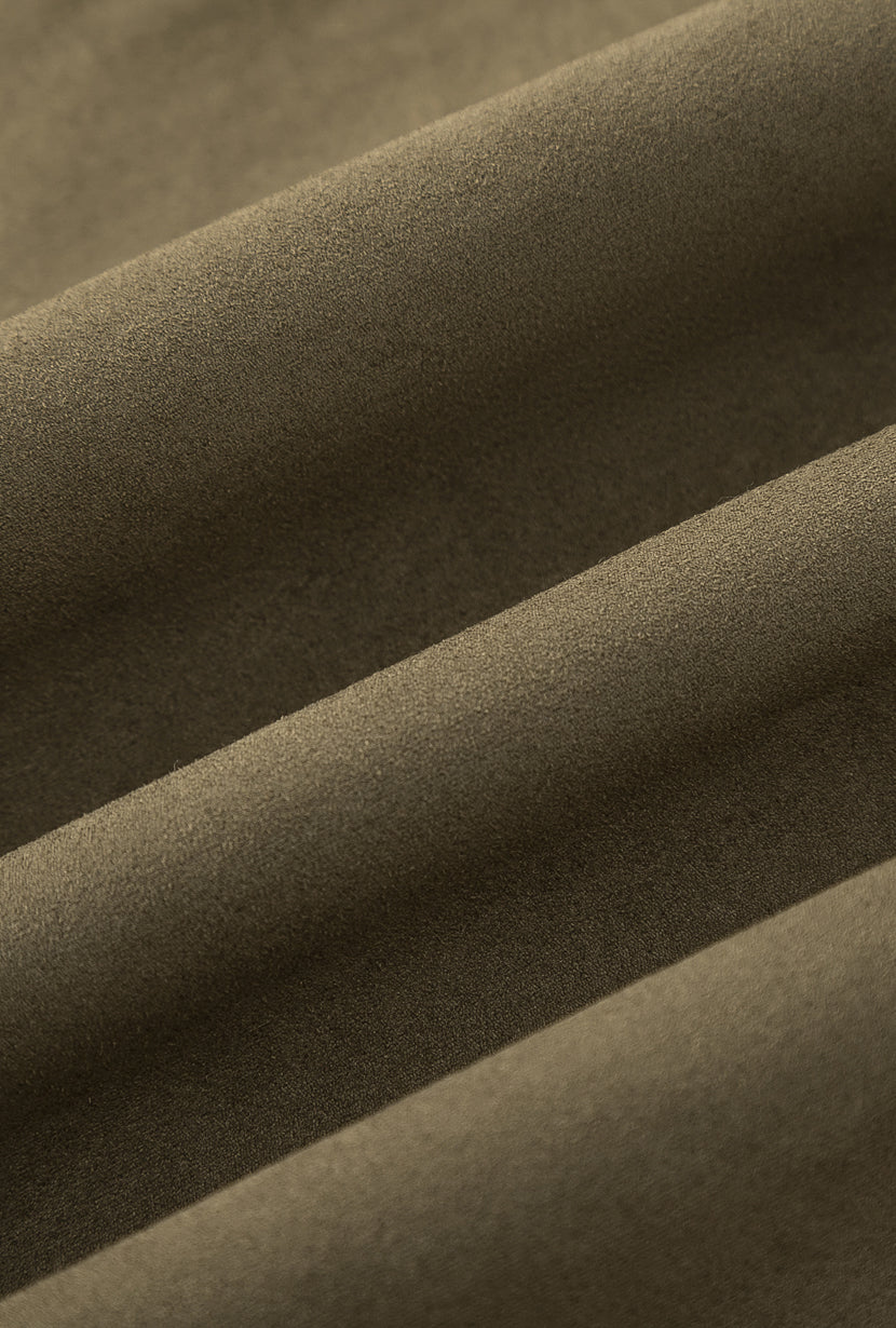 Petite Studio's Ashley Oversized Suede Jacket in Kahki Green